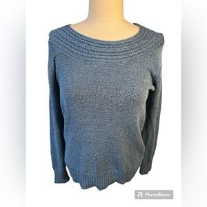 Laura Scott Crew Neck Teal speckled sweater